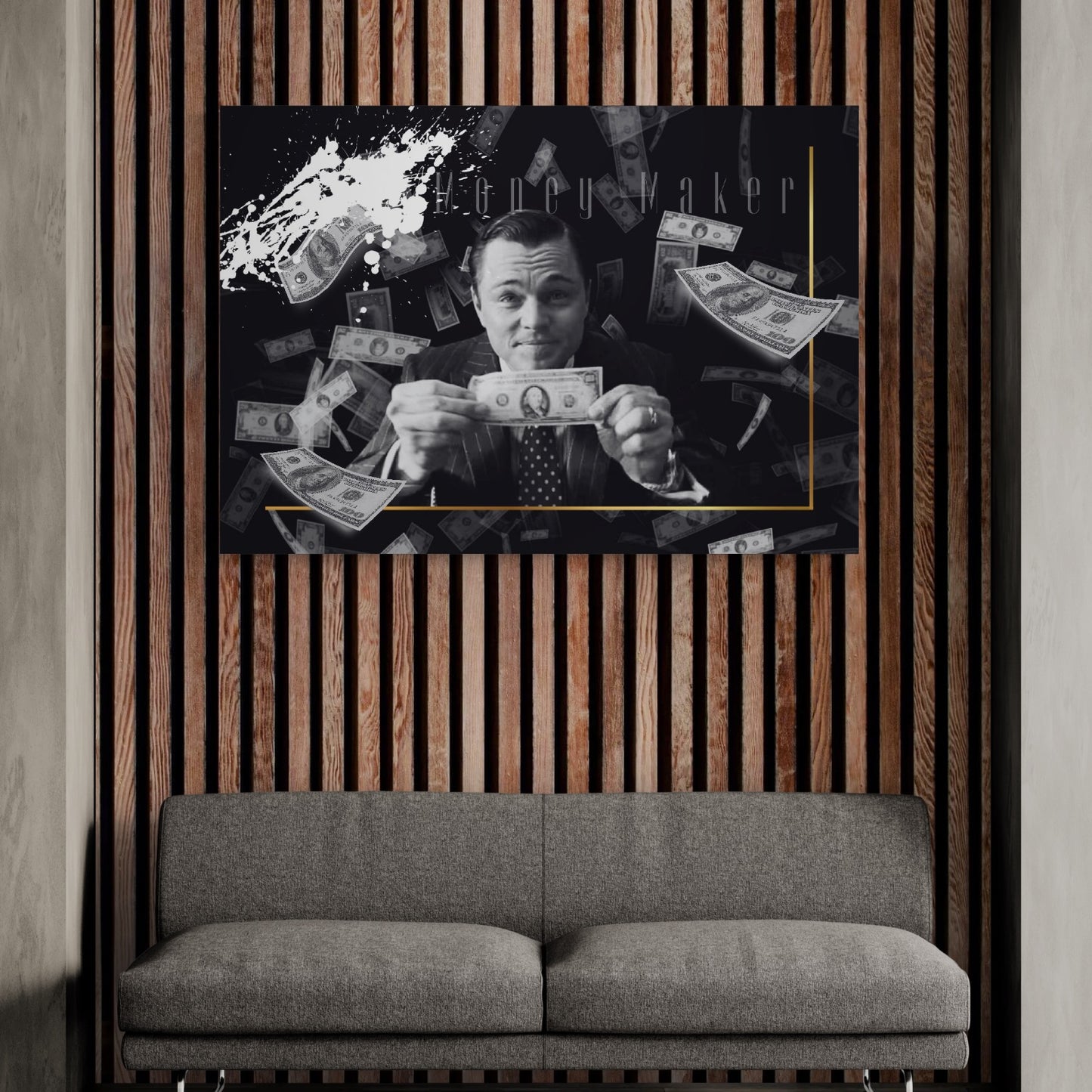 "The Wolf of Wall Street" Money Maker Motivational Canvas Print - Iconic Movie Entrepreneur Inspirational Wall Art Poster, Jordan Belfort Decor for Home Office Gym Dorm Man Cave