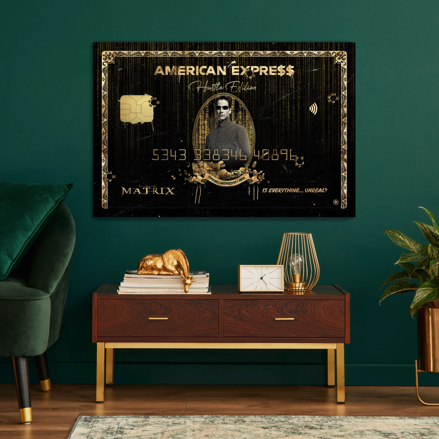 Neo Matrix Red and Blue Pill Wall Art American Express, Iconic Movie Amex, Entrepreneur Motivational Canvas