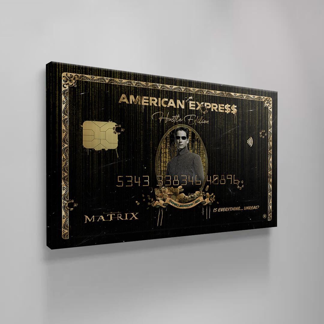 Neo Matrix Red and Blue Pill Wall Art American Express, Iconic Movie Amex, Entrepreneur Motivational Canvas