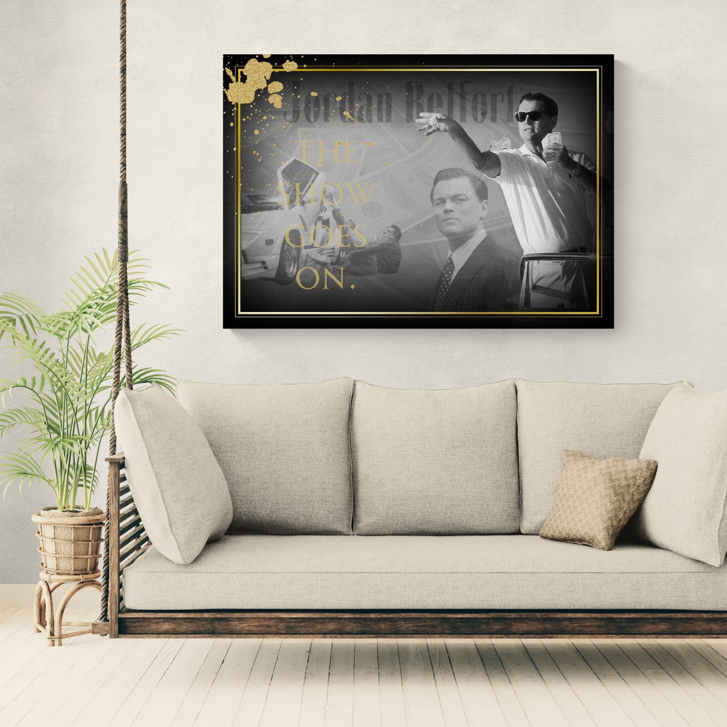 "The Wolf of Wall Street" The Show Goes ON Motivational Canvas Print - Iconic Movie Entrepreneur Inspirational Wall Art Poster, Jordan Belfort Decor for Home Office Gym Dorm Man Cave