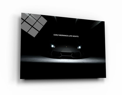 Early Mornings Late Nights Motivational Wall Art Inspirational Canvas Hustle and Grind Office Print Black Lambo Quote Poster Consistency