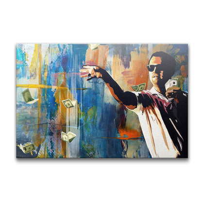 "The Wolf of Wall Street" Leonardo DiCaprio throwing Money Motivational Canvas Print - Iconic Movie Entrepreneur Inspirational Wall Art Poster, Jordan Belfort Decor for Home Office Gym Dorm Man Cave