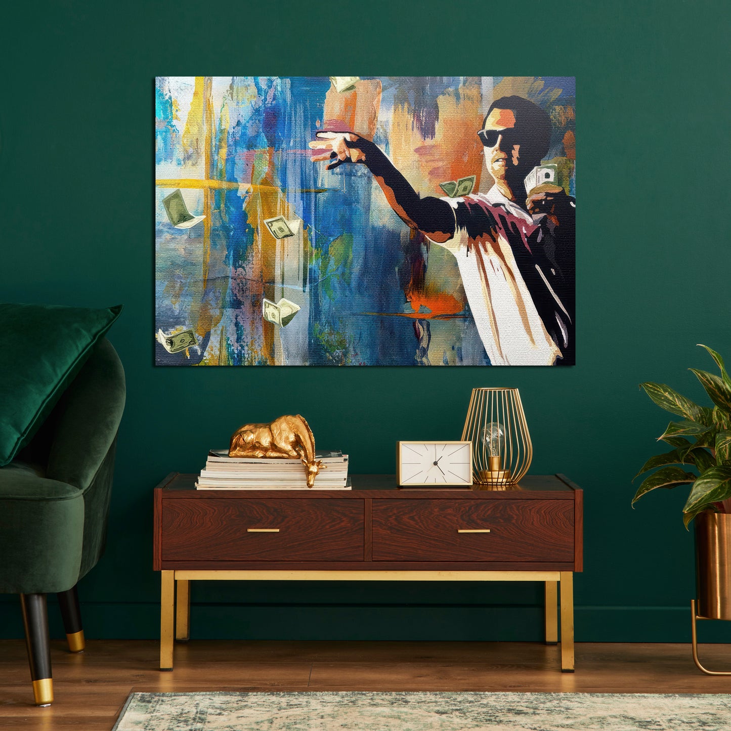 "The Wolf of Wall Street" Leonardo DiCaprio throwing Money Motivational Canvas Print - Iconic Movie Entrepreneur Inspirational Wall Art Poster, Jordan Belfort Decor for Home Office Gym Dorm Man Cave