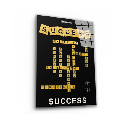 Success Scrabble Canvas Wall Art – Motivational Success Quote Poster, Entrepreneur Mindset Wall Decor, Inspirational Office Canvas for Business, Gym, Workspace