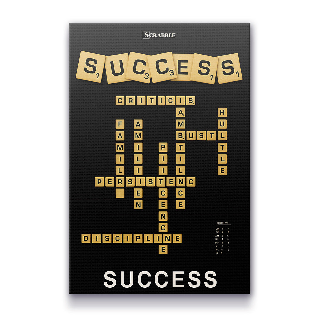 Success Scrabble Canvas Wall Art – Motivational Success Quote Poster, Entrepreneur Mindset Wall Decor, Inspirational Office Canvas for Business, Gym, Workspace