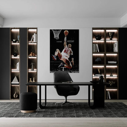 Dennis Rodman "By Any Means Necessary" Motivational Basketball Canvas Print - Leopard Head NBA Legend Wall Art Poster, Inspirational Sports Decor for Home Office Gym Man Cave Dorm