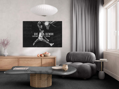 Dennis Rodman "Give Everything Outwork Everyone" Motivational Basketball Poster - NBA Superstar Inspirational Canvas Acrylic Wall Art Print, Sports Room Gym Office Dorm Decor