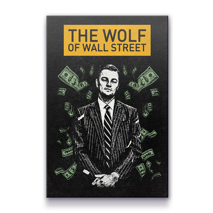 "The Wolf of Wall Street" Leonardo Dicaprio Canvas Print - Iconic Movie Entrepreneur Inspirational Wall Art Poster, Jordan Belfort Decor for Home Office Gym Dorm Man Cave