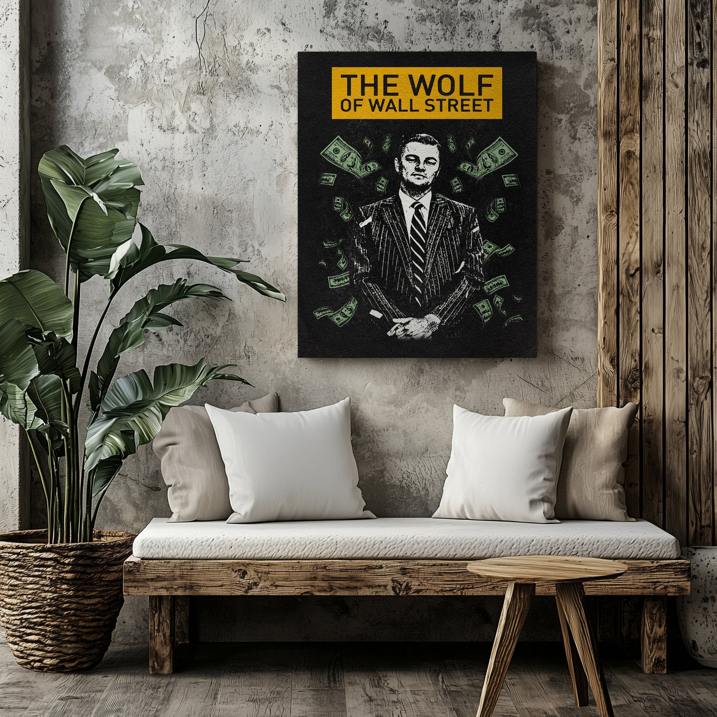 "The Wolf of Wall Street" Leonardo Dicaprio Canvas Print - Iconic Movie Entrepreneur Inspirational Wall Art Poster, Jordan Belfort Decor for Home Office Gym Dorm Man Cave