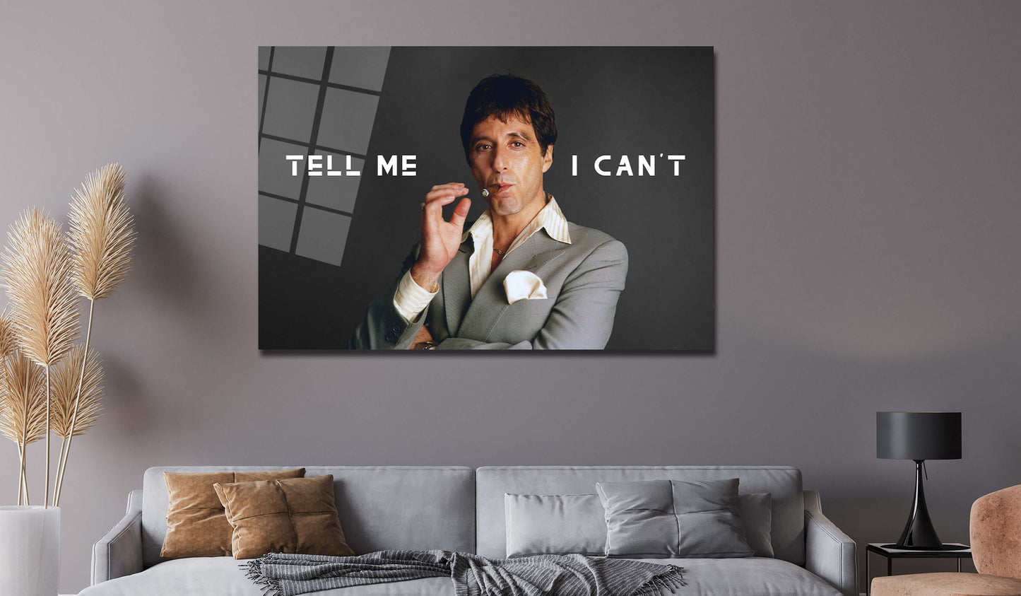 Scarface "Tell Me I Can't" Motivational Gangster Poster - Tony Montana Inspirational Canvas Wall Art Print, Al Pacino Movie Decor for Home Office Bedroom Dorm