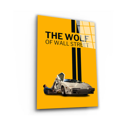 "The Wolf of Wall Street" Lambo Moment Yellow Background Motivational Canvas Print - Iconic Movie Entrepreneur Inspirational Wall Art Poster, Jordan Belfort Decor for Home Office Gym Dorm Man Cave