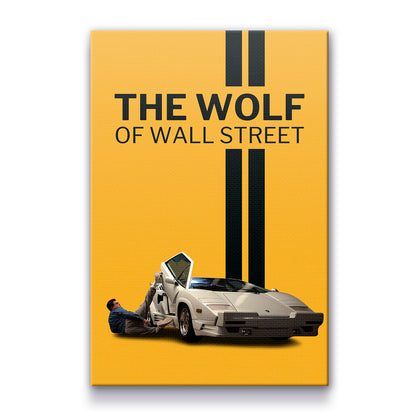 "The Wolf of Wall Street" Lambo Moment Yellow Background Motivational Canvas Print - Iconic Movie Entrepreneur Inspirational Wall Art Poster, Jordan Belfort Decor for Home Office Gym Dorm Man Cave