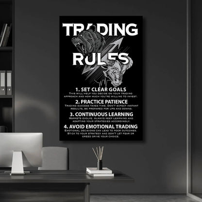 Trading Rules Wall Art - Financial Wisdom for Success - Investment Strategies and Market Insights