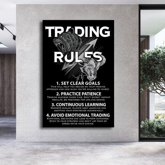 Trading Rules Wall Art - Financial Wisdom for Success - Investment Strategies and Market Insights