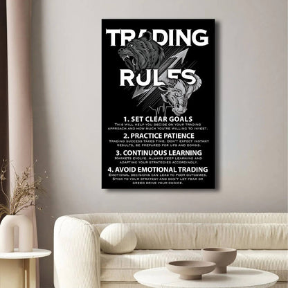 Trading Rules Wall Art - Financial Wisdom for Success - Investment Strategies and Market Insights