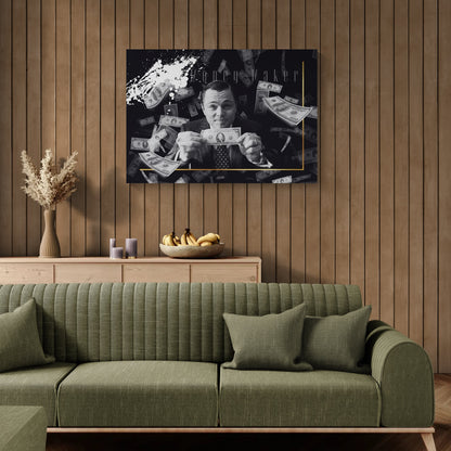 "The Wolf of Wall Street" Money Maker Motivational Canvas Print - Iconic Movie Entrepreneur Inspirational Wall Art Poster, Jordan Belfort Decor for Home Office Gym Dorm Man Cave