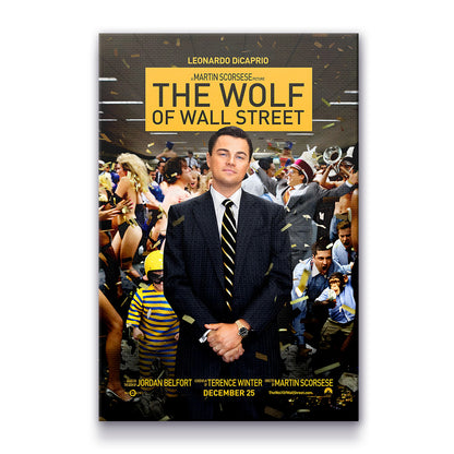 "The Wolf of Wall Street" Leonardo Dicaprio Motivational Canvas Print - Iconic Movie Entrepreneur Inspirational Wall Art Poster, Jordan Belfort Decor for Home Office Gym Dorm Man Cave