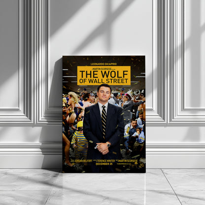 "The Wolf of Wall Street" Leonardo Dicaprio Motivational Canvas Print - Iconic Movie Entrepreneur Inspirational Wall Art Poster, Jordan Belfort Decor for Home Office Gym Dorm Man Cave