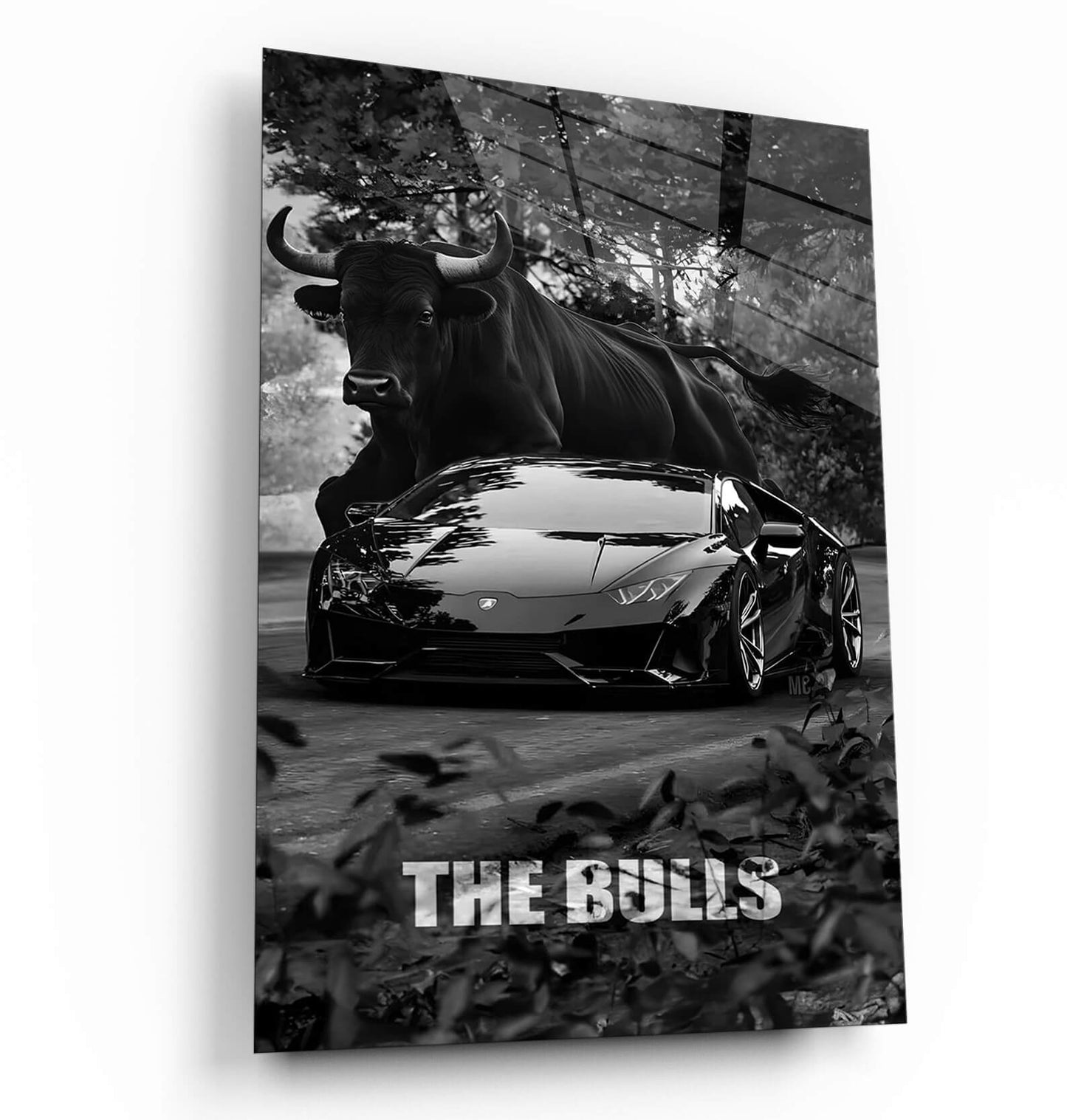 The Bulls motivational inspirational wall art, Lamborghini and the Bull black canvas luxury poster.