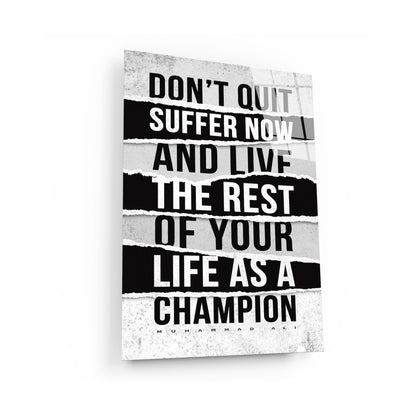 Motivational Canvas Art Muhammad Ali Don't Quit Boxing Quote Inspirational Wall Art Framed Canvas Poster Print Home Office Champion Quote