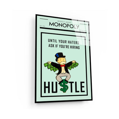 Alec Monopoly "Hustle Until Your Haters Ask If You're Hiring" Motivational Pop Art Canvas Print - Entrepreneur Street Art Wall Decor, Urban Inspiration Poster for Office Home Gym Dorm