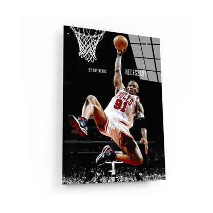 Dennis Rodman "By Any Means Necessary" Motivational Basketball Canvas Print - Leopard Head NBA Legend Wall Art Poster, Inspirational Sports Decor for Home Office Gym Man Cave Dorm
