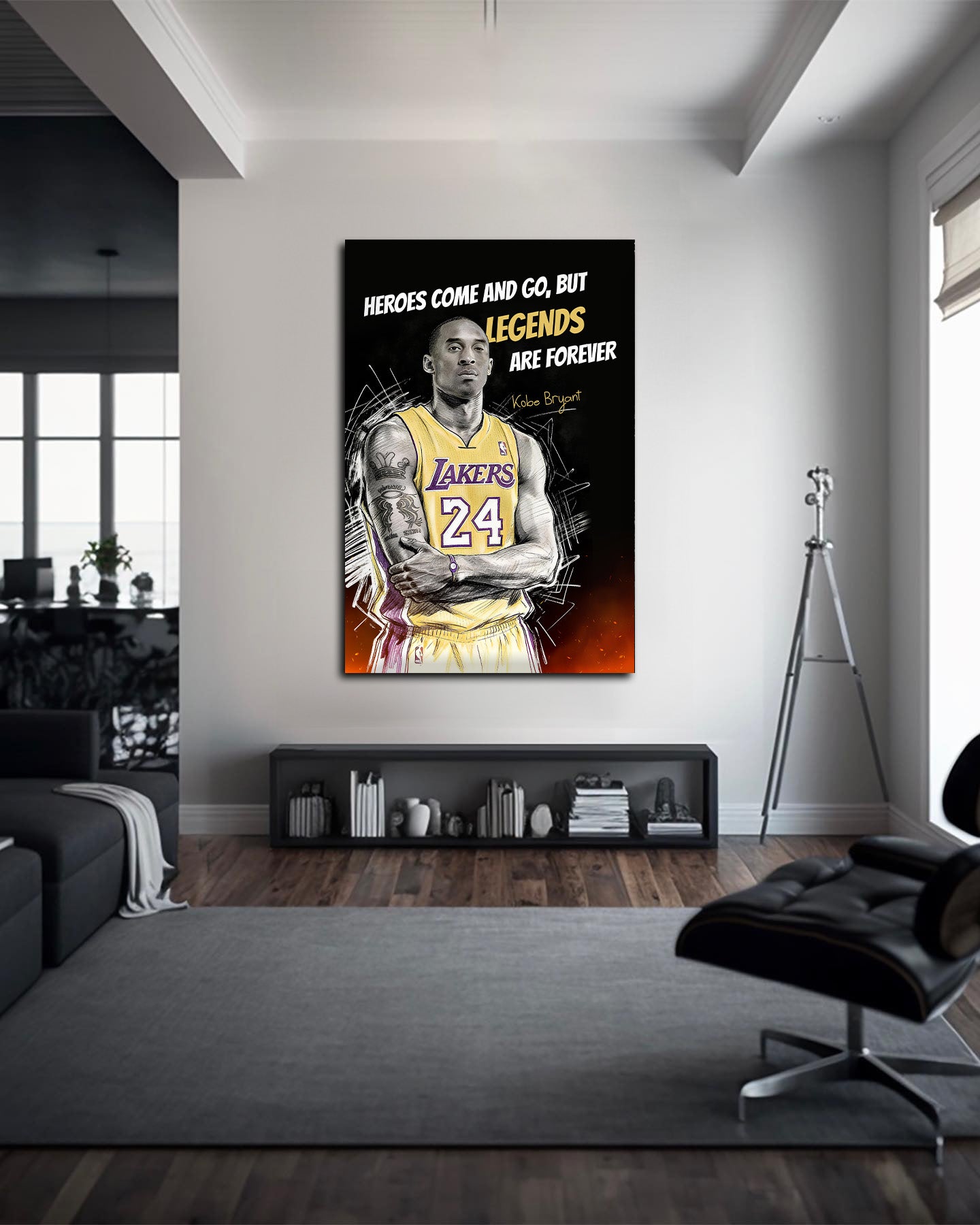 Kobe Bryant Mamba Mentality Motivation Wall Art Basketball Legends Are Forever Quote Poster Black and White Canvas Gym Office Decor