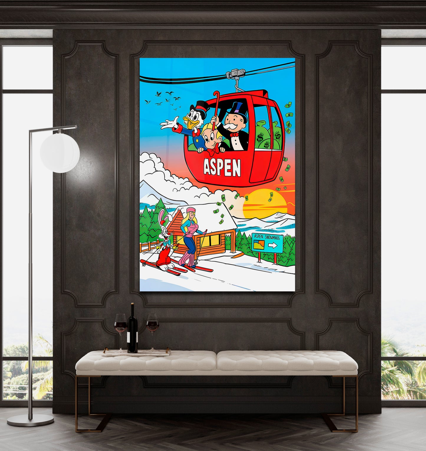 Alec Monopoly Aspen Art Acrylic Canvas Wall Canvas – Millionaire Lifestyle Pop Art Print  Modern Office & Executive Home Decor