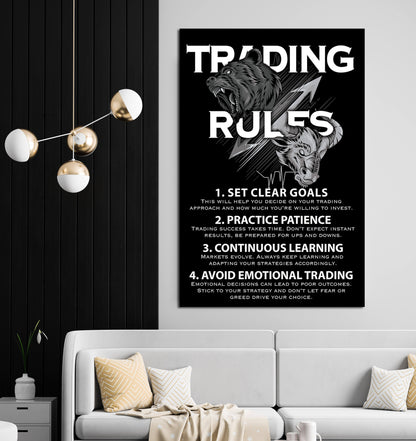 Trading Rules Wall Art - Financial Wisdom for Success - Investment Strategies and Market Insights