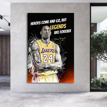 Kobe Bryant Mamba Mentality Motivation Wall Art Basketball Legends Are Forever Quote Poster Black and White Canvas Gym Office Decor