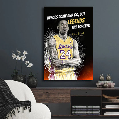 Kobe Bryant Mamba Mentality Motivation Wall Art Basketball Legends Are Forever Quote Poster Black and White Canvas Gym Office Decor