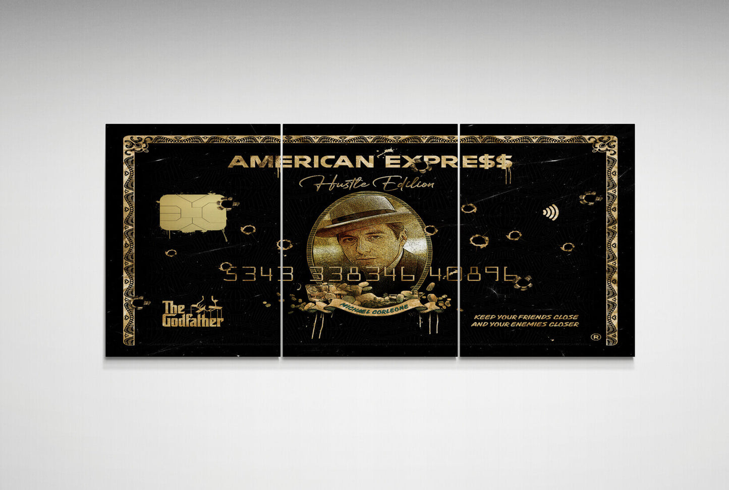 Set of 3 Michael Corleone Wall Art, The Godfather Large  Canvas The Gangster Poster, American Express Gold Print
