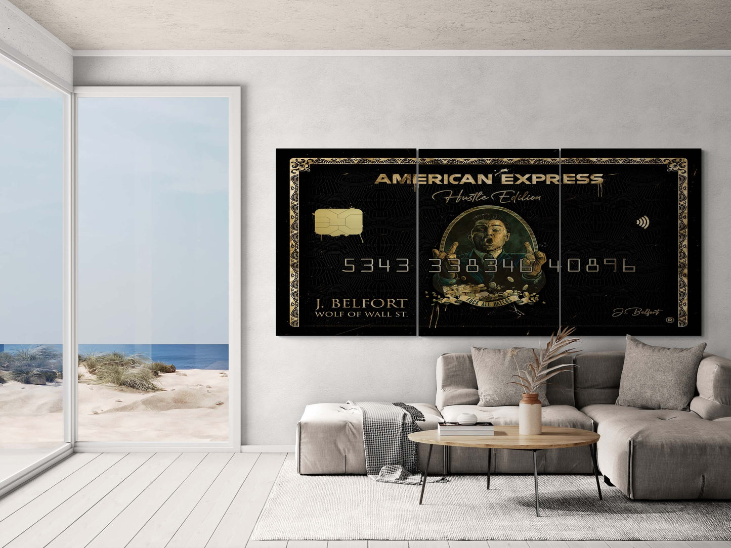 Set of 3 Leonardo DiCaprio "Wolf of Wall Street" Jordan Belfort Canvas Prints - American Express Gold Amex Motivational Wall Art Poster, Iconic Movie Entrepreneur Decor for Home Office Gym Dorm Man Cave
