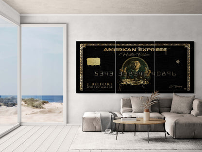 Set of 3 Leonardo DiCaprio "Wolf of Wall Street" Jordan Belfort Canvas Prints - American Express Gold Amex Motivational Wall Art Poster, Iconic Movie Entrepreneur Decor for Home Office Gym Dorm Man Cave