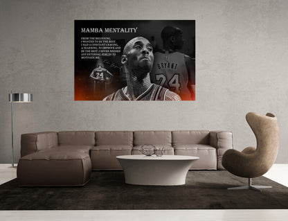 Kobe Bryant Mamba Mentality Legends Are Forever Wall Art Heroes Come and Go Quote Canvas Modern Sports Wall Decor Luxury Gym Office Decor