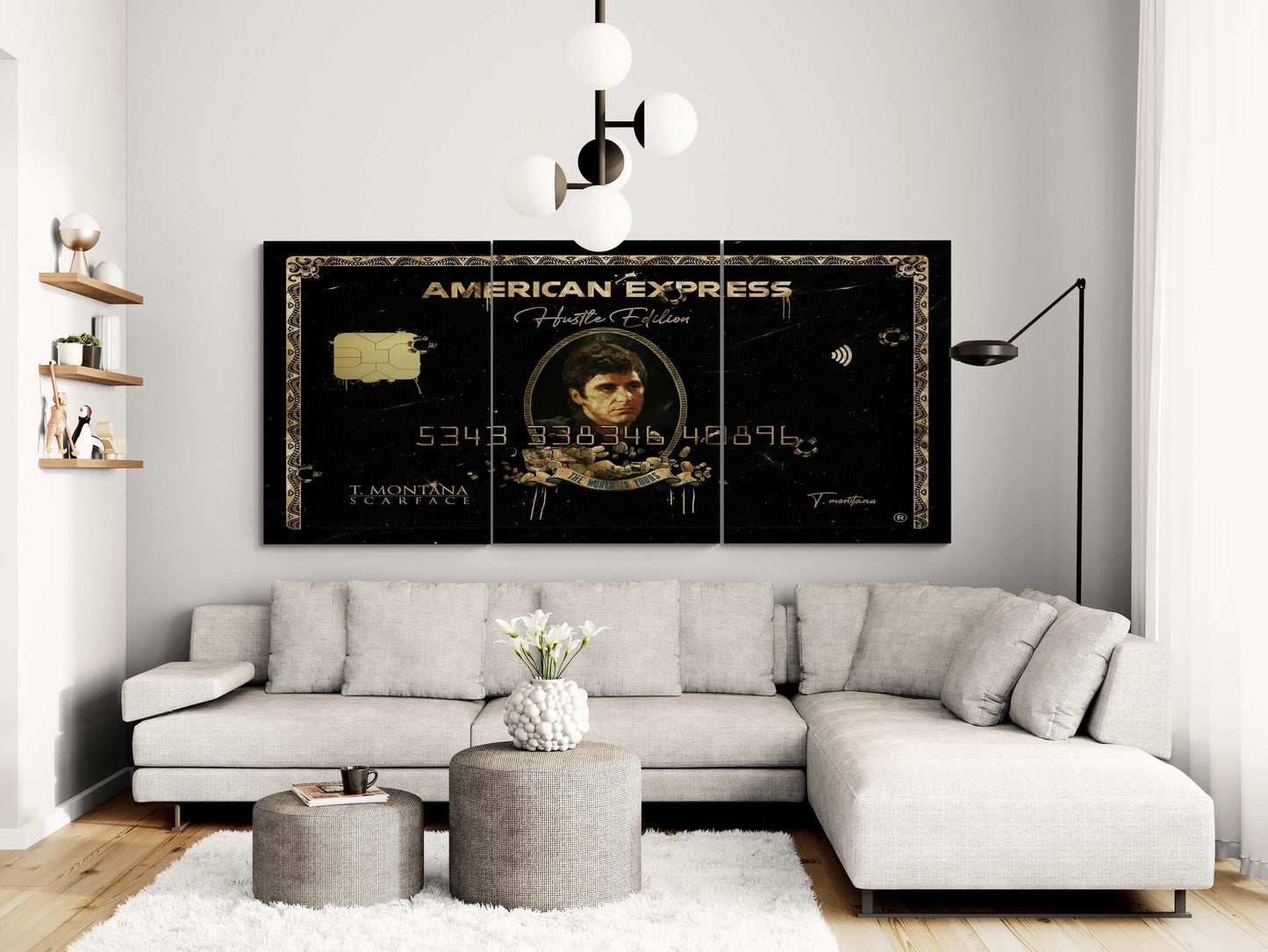 Set of 3 Tony Montana "Scarface" Canvas Prints - American Express Gold Amex Motivational Wall Art Poster, Iconic Movie Entrepreneur Decor for Home Office Gym Dorm Man Cave