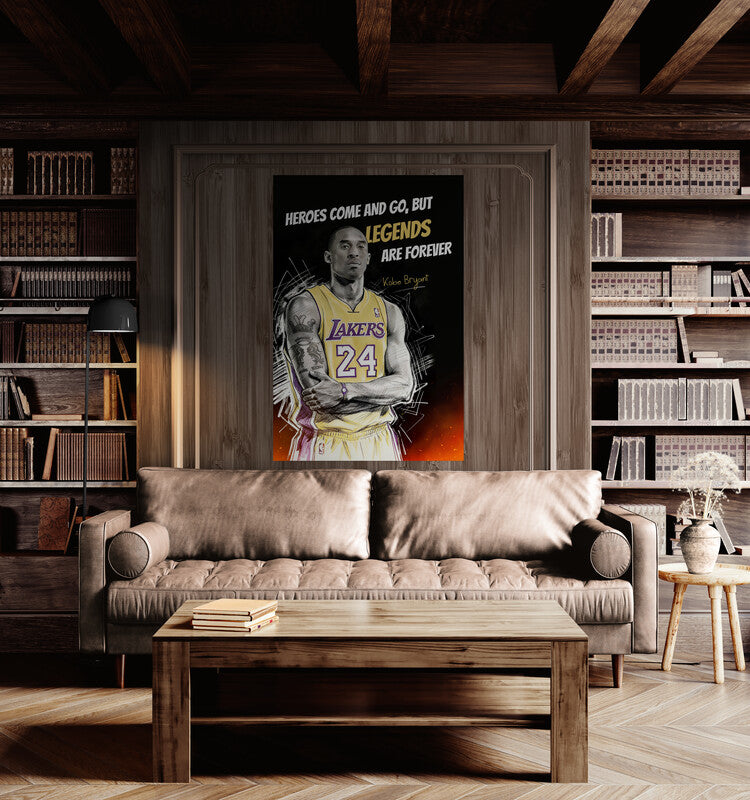 Kobe Bryant Mamba Mentality Motivation Wall Art Basketball Legends Are Forever Quote Poster Black and White Canvas Gym Office Decor