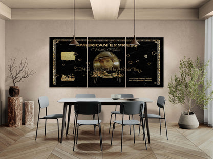 Set of 3 Michael Corleone Wall Art, The Godfather Large  Canvas The Gangster Poster, American Express Gold Print