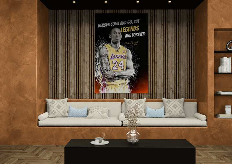 Kobe Bryant Mamba Mentality Motivation Wall Art Basketball Legends Are Forever Quote Poster Black and White Canvas Gym Office Decor