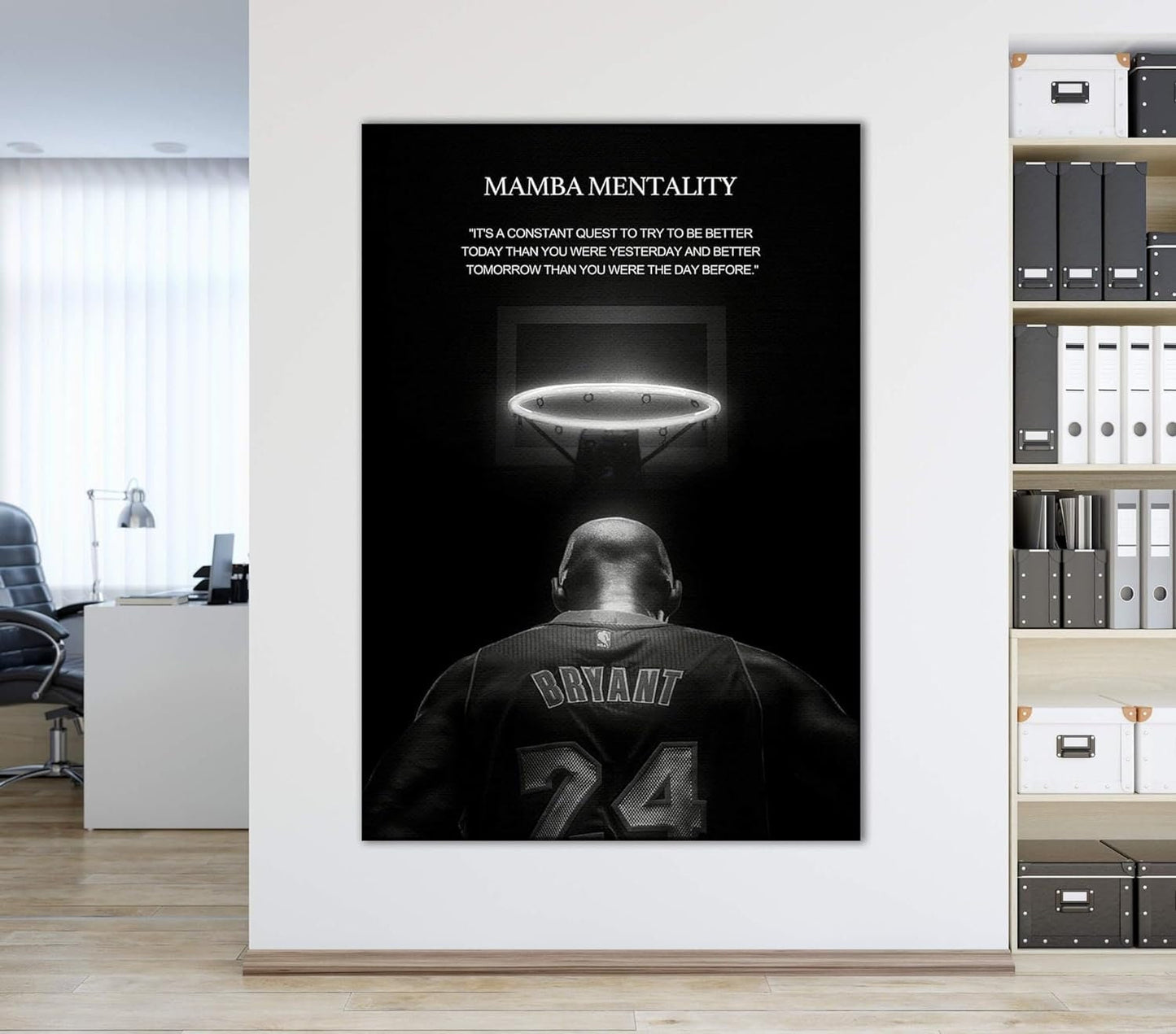 Mamba Mentality Kobes Framed Canvas Quotes Inspirational Wall Art Motivational Kobe Posters Bryant Decor Fan Men Gym Poster Sports Halo Rim