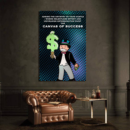 Alec Monopoly Canvas Of Success Limited Edition Green Dollar Rich Motivation Office Wall Art Poster with Acrylic Metal and Canvas Options