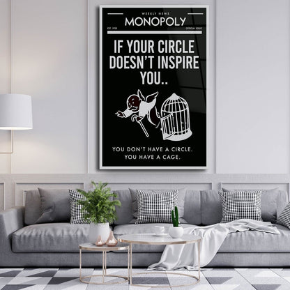 INSPIRATION SEEKER Alec Monopoly Wall Art Motivational Poster Entrepreneur Print Uncle Sam Office Canvas - Black and White