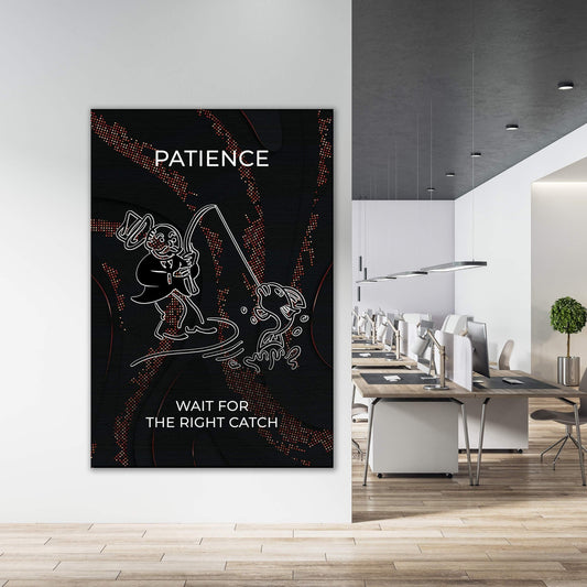 ALEC MONOPOLY Wall Art - Patience Motivational Canvas Poster with Inspirational Rich Uncle - Office Entrepreneurs  Wait For The Right Catch