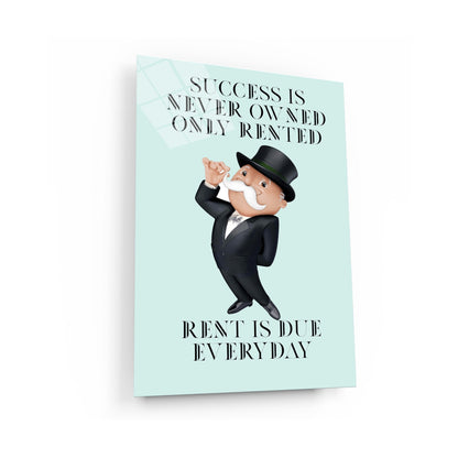 Alec Monopoly Canvas | Success is never owned only rented, rent is due everyday | Inspirational Decor Poster - Motivational Office Wall Art