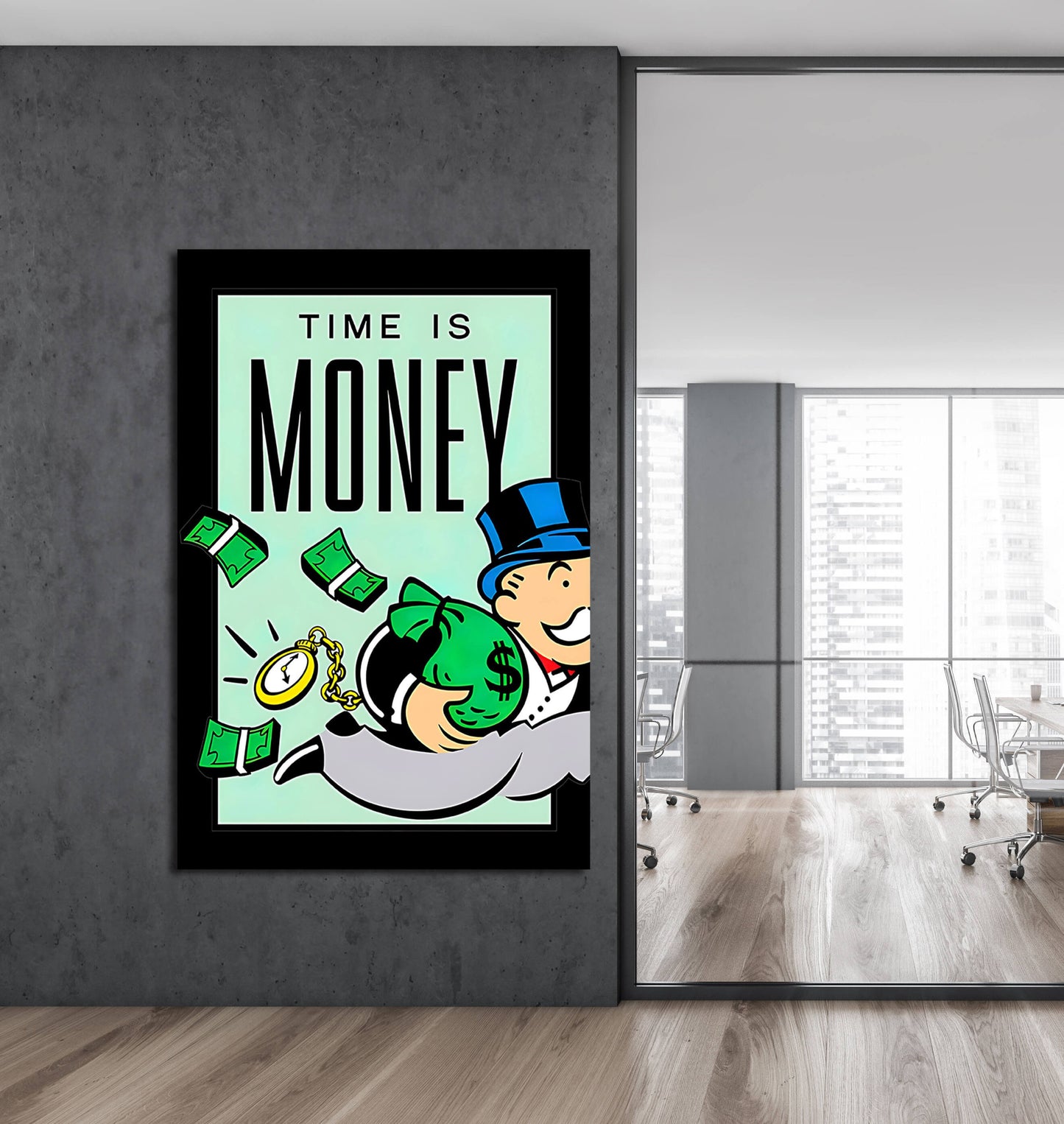 Time is Money Motivational Monopoly Wall Art Print - Perfect for Entrepreneurs and Businessmen - No Luck All Hustle Poster - Made in USA