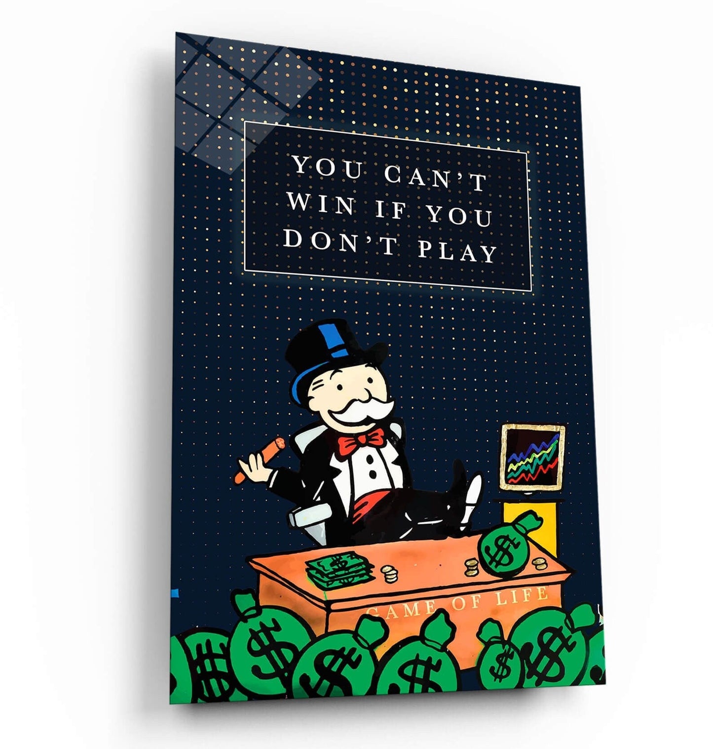 Motivational Wall Art Alec Monopoly Poster for Entrepreneurs - You Cant Win if You Dont Play Print for Success on Canvas