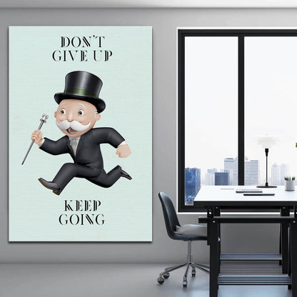 Alec Monopoly Canvas Dont Give Up - Keep Going  Inspirational Living Room Poster Art - Motivational Office Wall Decor