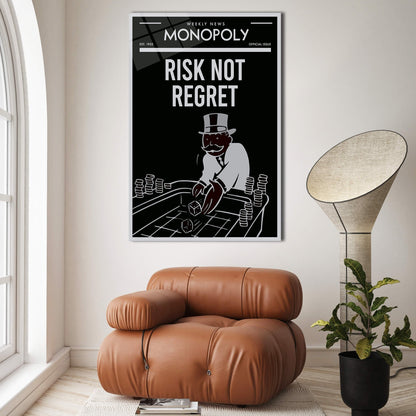 ALEC Monopoly Wall Art - Motivational  Canvas Print for Office  - Uncle Sam Inspirational Entrepreneur Poster - RISK Not REGRET