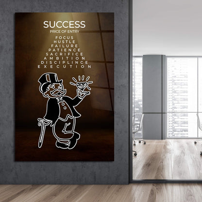 ALEC MONOPOLY Success Motivational Art  Acrylic Canvas Poster for Office - Rich Uncle Inspiration with Focus Ambition Hustle Discipline