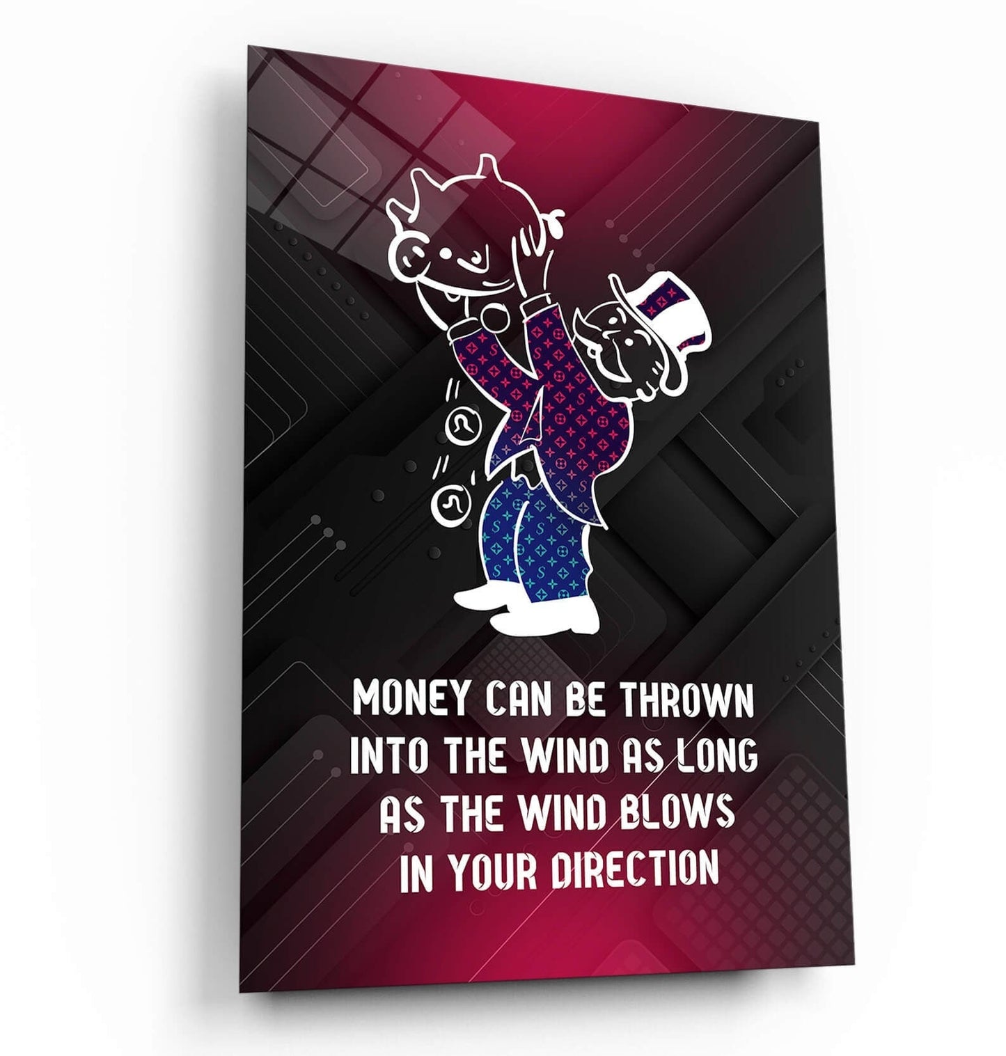 ALEC MONOPOLY Wall Art - Money Motivational Canvas with Rich Uncle Quote - Office Pop Art for Entrepreneurs - Red Poster